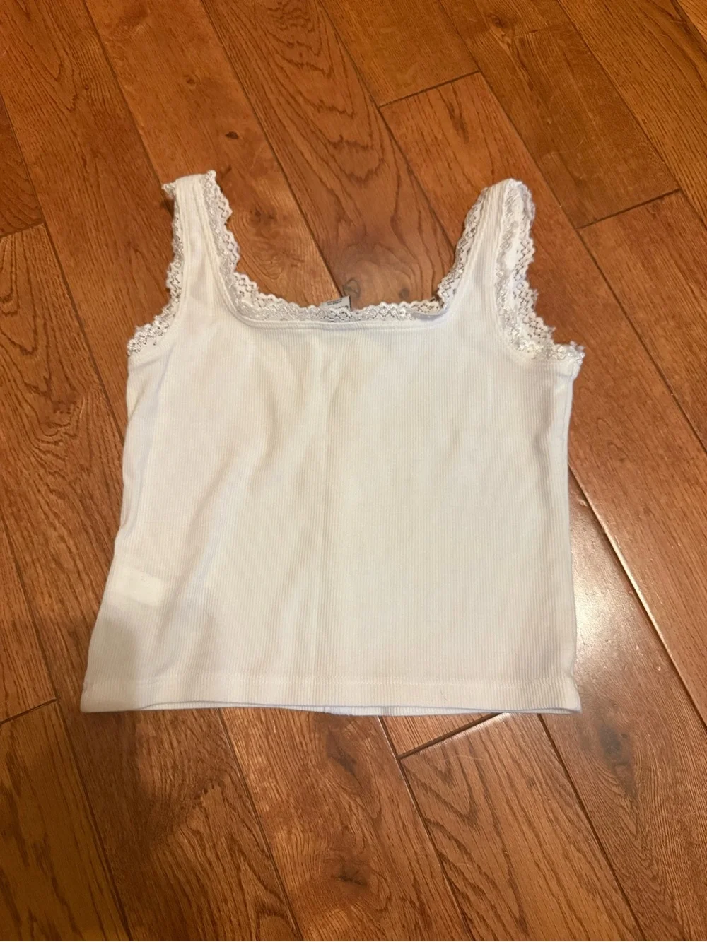 Old Navy White Lace-Trim Button-Front Ribbed Camisole